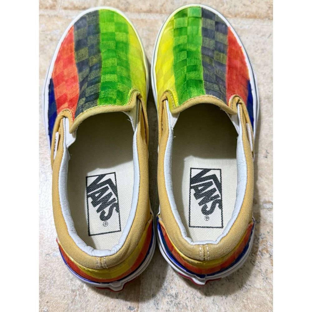 Vans Classic Slip-On Womens 5.5 Multicolor Checkerboard Sneakers Sanitized - Picture 8 of 9